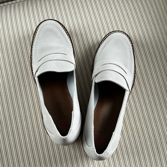 Blonde Dulce light blue suede loafer; never worn; original box - Picture 1 of 5